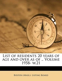 List of Residents 20 Years age and Over as .. Volume 1958- w.20