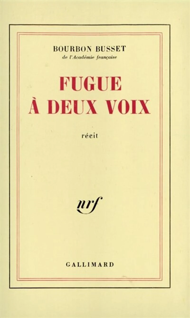 Fugue à deux voix : récit: récit