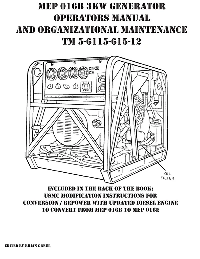 MEP 016B 3KW Generator Operators Manual and Organizational Maintenance TM 5-6115-615-12