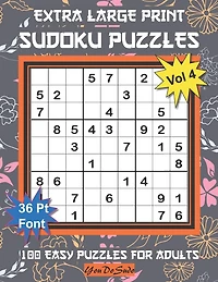 Extra Large Print Sudoku Puzzles: 100 Easy Puzzles for Adults and Seniors: Pretty Modern Orange and Gray Leaf Design Sudoku Gift For Women (Floral Series, Vol. 4)