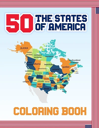50 The States of America Coloring Book: Fifty State Maps with Capitals & Symbols like Motto Bird Mammal Flower Insect Butterfly or Fruit Perfect Easy To Color And Learn More Details For States Great Gift For Birthday holiday and traveler adult kids