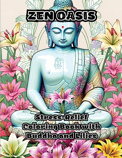 Zen Oasis: Stress-Relief Coloring Book with Buddha and Lilies