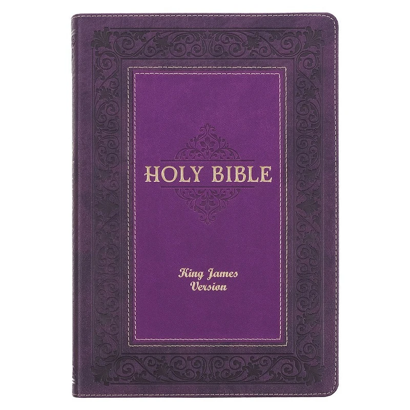 KJV Study Bible, Large Print Faux Leather - Thumb Index, King James Version Holy Bible, Purple Two-tone