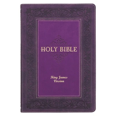 KJV Study Bible, Large Print Faux Leather - Thumb Index, King James Version Holy Bible, Purple Two-tone