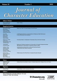 Journal of Character Education Vol 18 Issue 1
