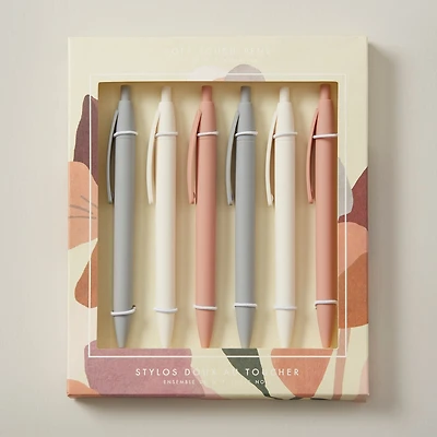 Soft Touch Ballpoint Pens, Set of 6