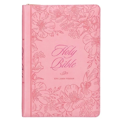 KJV Bible Thinline LP Faux Leather, Pink w/zipper