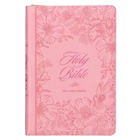 KJV Bible Thinline LP Faux Leather, Pink w/zipper