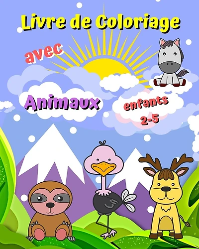 Livre de Coloriage avec Animaux: Images à colorier faciles, grandes et simples avec des lignes épaisses