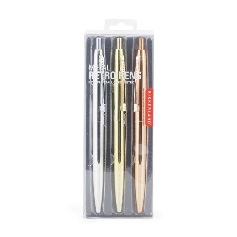 Metallic Retro Pens, Set of 3