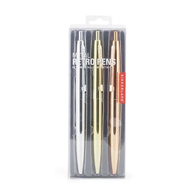Metallic Retro Pens, Set of 3
