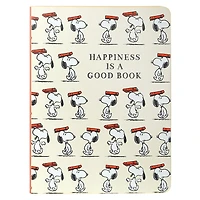6x8 Vegan Leather  Journal Snoopy Happiness Good Book