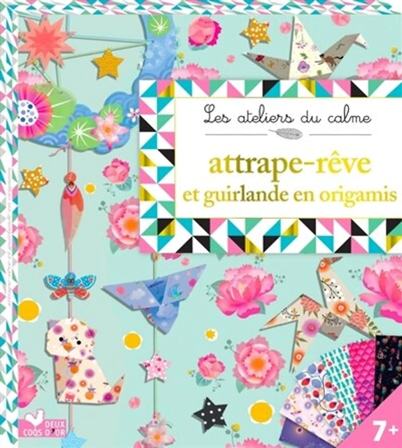 Attrape-rêve et guirlande en origamis: boite avec accessoires
