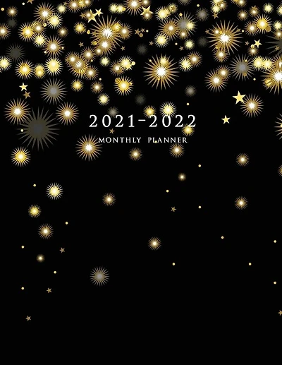 2021-2022 Monthly Planner: Large Two Year Planner (christmas Gold Snowflakes)
