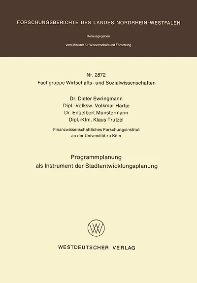 Programmplanung als Instrument der Stadtentwicklungsplanung