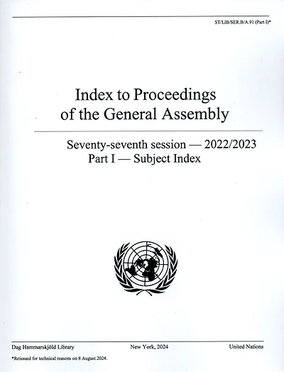 Index to Proceedings of the General Assembly 2022/2023: Part I - Subject Index