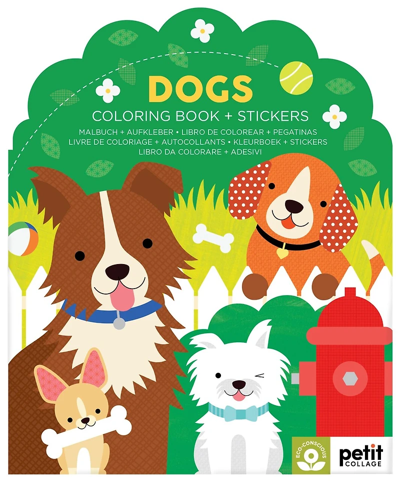 Dogs Coloring Book + Stickers