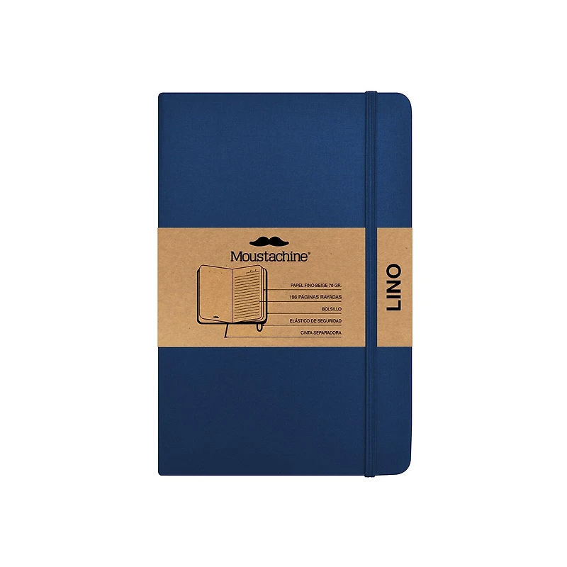 Moustachine Classic Linen Pocket Dark Blue Ruled Hardcover