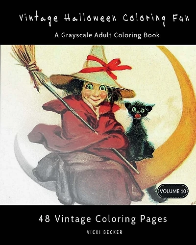 Vintage Halloween Coloring Fun: A Grayscale Adult Coloring Book