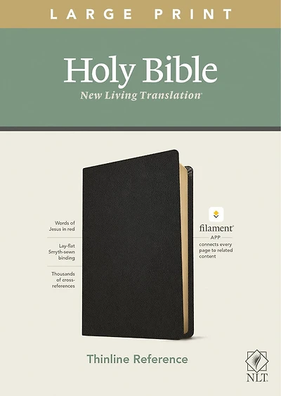 Nlt Large Print Thinline Reference Bible, Filament Enabled Edition (red Letter, Genuine Leather, Black)