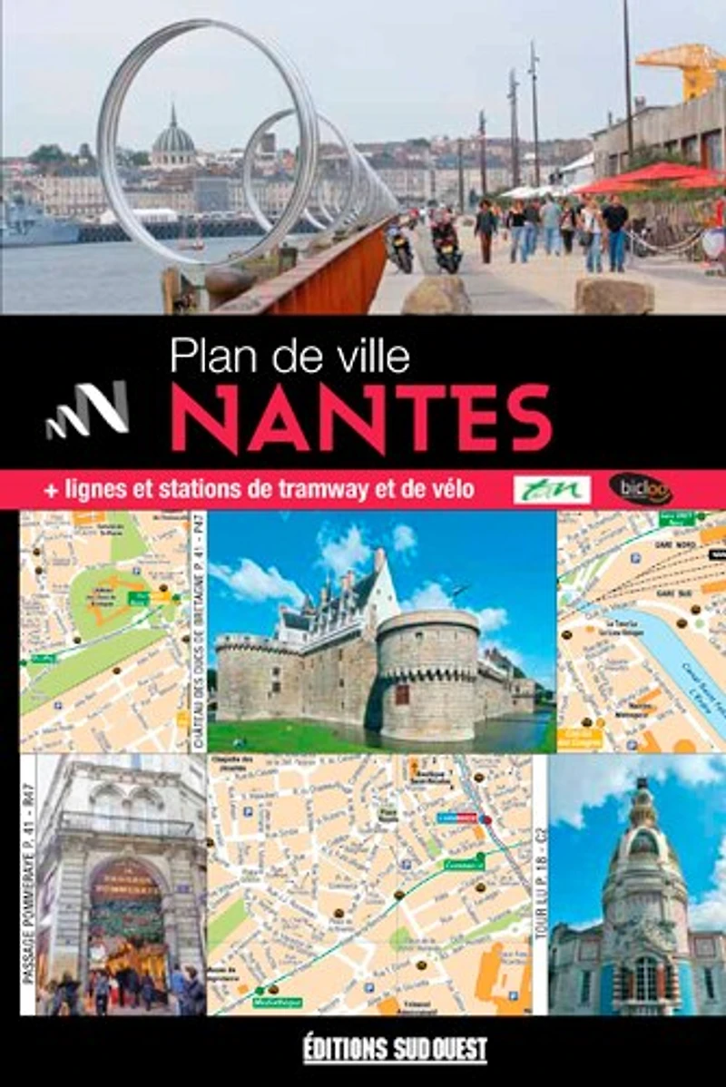 Plan de Nantes et de son agglomération: + lignes et stations de tramway et de vélo
