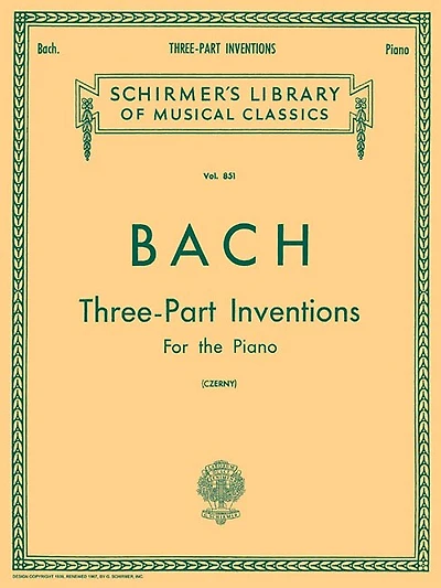 15 Three-Part Inventions: Schirmer Library of Classics Volume 851 Piano Solo