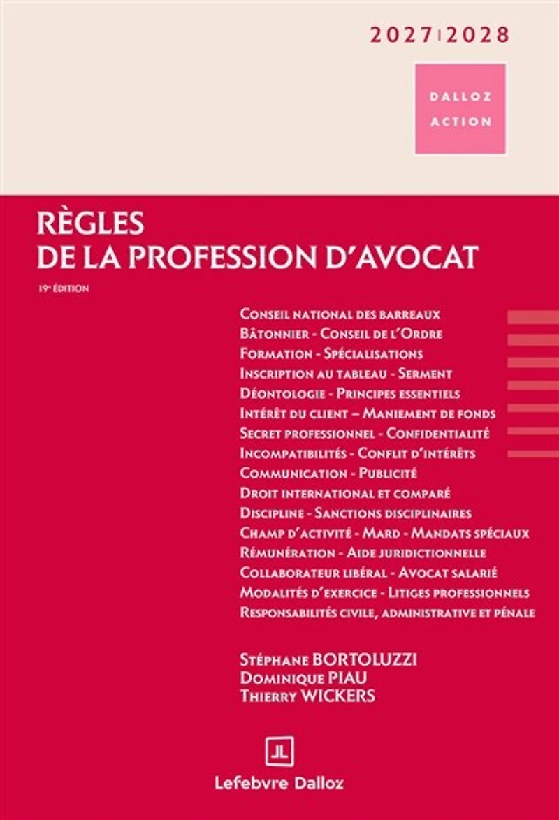 Règles de la profession d'avocat: 2027-2028