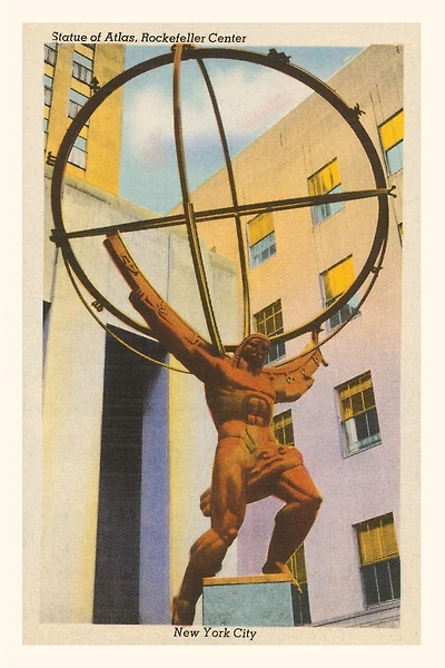 Vintage Journal Statue of Atlas, New York City
