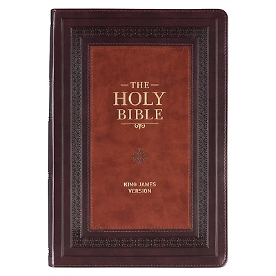 KJV Study Bible, Large Print Faux Leather - Thumb Index, King James Version Holy Bible, Burgundy/Toffee