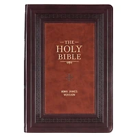 KJV Study Bible, Large Print Faux Leather - Thumb Index, King James Version Holy Bible, Burgundy/Toffee