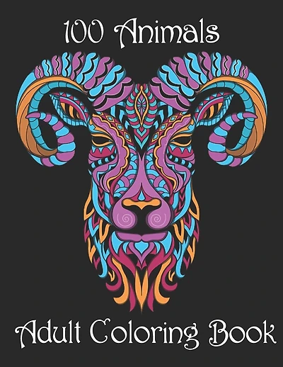 100 Animals Adult Coloring Book: Stress Relieving Designs to Color