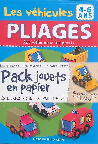 Pack jouets en papier, les véhicules: 3 livres pour le prix de 2