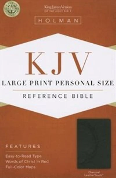 KJV LARGE PRINT PERSONAL SIZE REFERENCE BIBLE, CHARCOAL LEATHERTOUCH