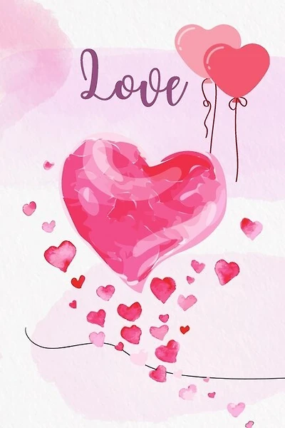 Love: Lined Paper Book With Colored Illustrations On Each Page - Coloread Hearts Blush Notes Paper For Wr