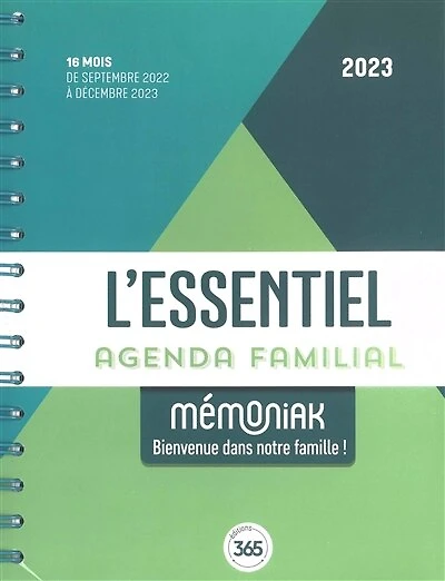 L' essentiel agenda familial Mémoniak 2023: 16 mois, de septembre 2022 à décembre 2023