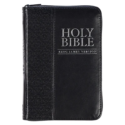 KJV Bible Mini Pocket Faux Leather, Black w/zipper