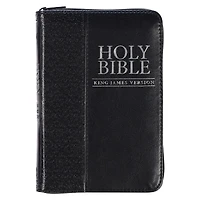 KJV Bible Mini Pocket Faux Leather, Black w/zipper
