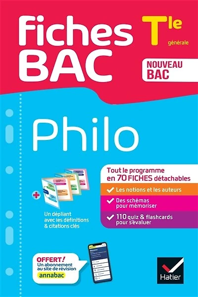 Fiches bac - Philo Tle - Bac 2026: tout le programme en fiches de révision détachables