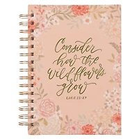 Journal Spiral-bound Orange Consider How the Wildflowers Grow Luke 12:27