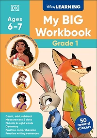 Disney Learning Big Workbook Grade 1: Math & English Workbook for Kids Aged 6-7, Curriculum-Based