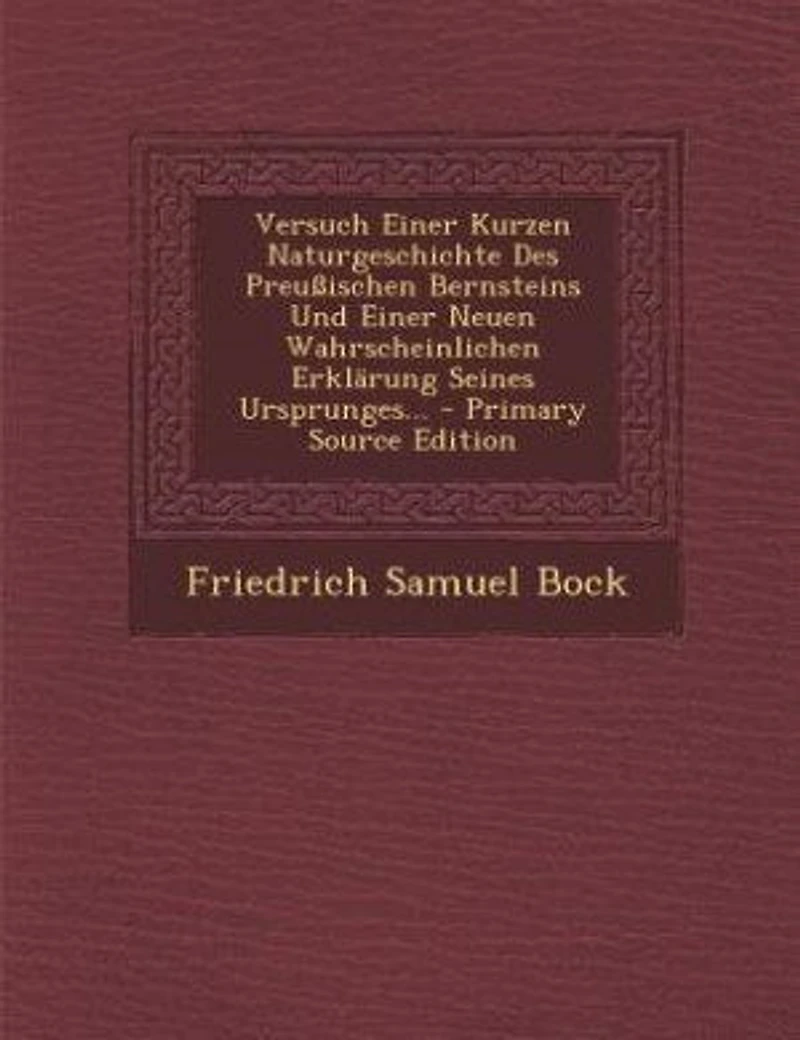 Versuch Einer Kurzen Naturgeschichte Des Preußischen Bernsteins Und Einer Neuen Wahrscheinlichen Erklärung Seines Ursprunges... - Primary Source Edition