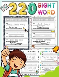 220 Sight Word: High-frequency sight word worksheets 5 Level for Pre-primer Primer First Second and Third or Preschoolers to 3rd Grade That are Key to Reading Success