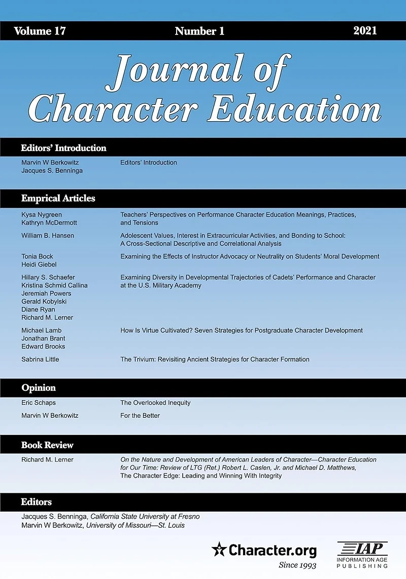 Journal of Character Education Vol 17 Issue 1