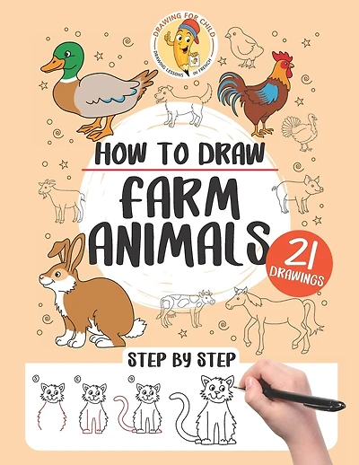 How to draw farm animals: 21 step-by-step