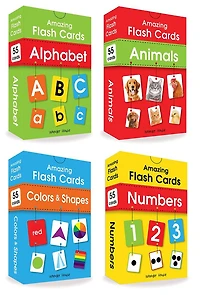 Amazing Flash Cards Set Of 4 Boxes: Early Development OF Preschool Toddler (220 Cards, Alphabet, Number, Animals, Colors And Shapes)
