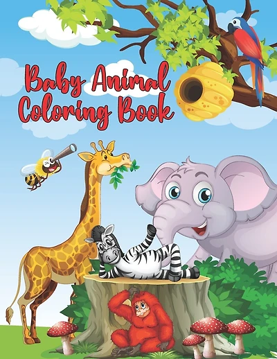 Baby Animal Coloring Book: Cute Pets And Baby Wild Animals Coloring Book for Kids Ages 2-6