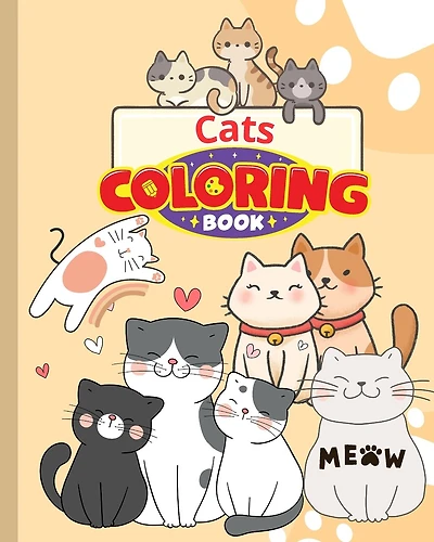Cats Coloring Book For Kids: Adorable Cats for Children, Cute Cats Coloring Pages for Kids Ages 4-8