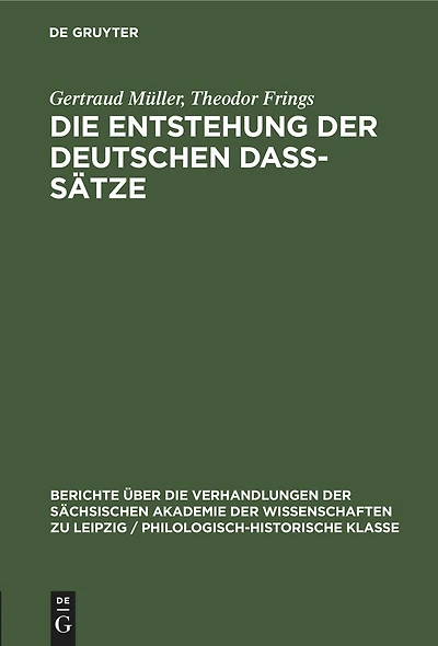 Die Entstehung der deutschen daß-Sätze