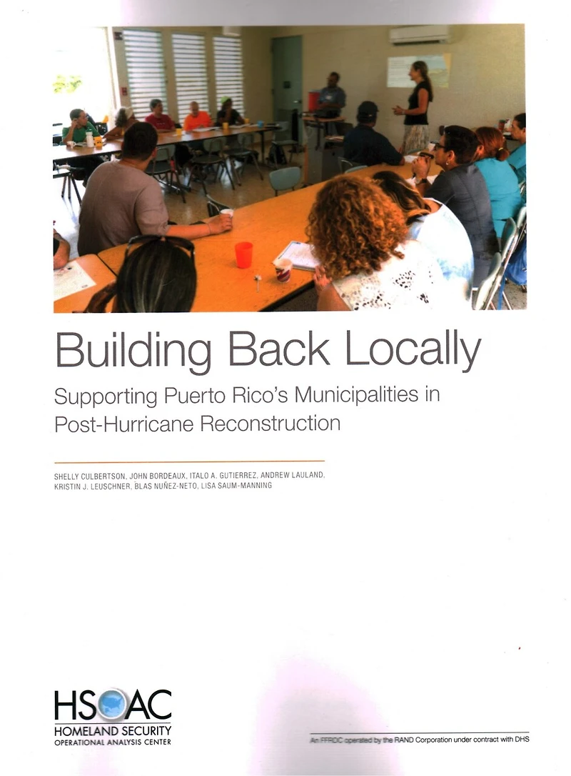 Building Back Locally: Supporting Puerto Rico's Municipalities In Post-hurricane Reconstruction