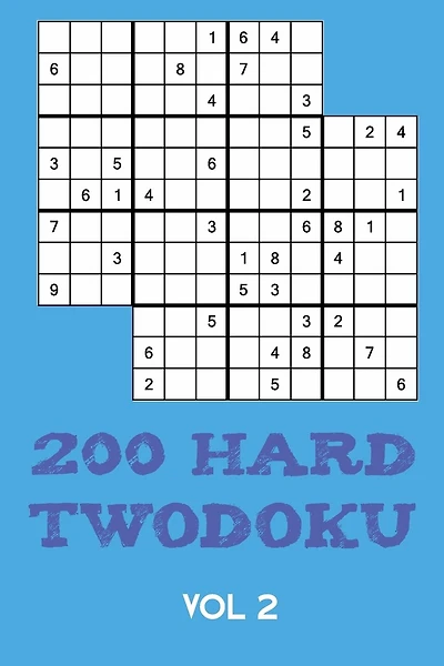 200 Hard Twodoku Vol 2: Two overlapping Sudoku, puzzle booklet, 2 puzzles per page